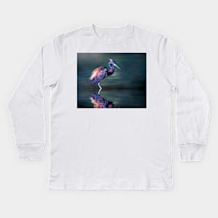 Tricoloured Heron Fishing Kids Long Sleeve T-Shirt